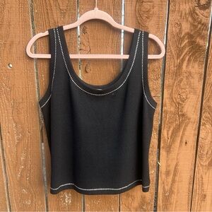 St. John Black Tank Top with Rhinestones Quiet Luxury